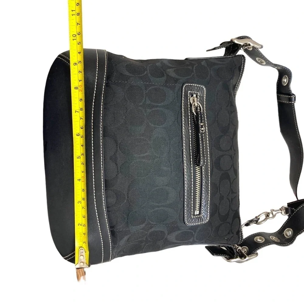Coach 9362 black Signature Leather Slim Crossbody Shoulder Bag